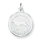 Sterling Silver German Shepherd Disc Charm with 20 inch Sterling Silver Chain