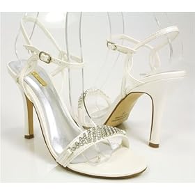 White Wedding Jeweled Bridal Strappy Sandals