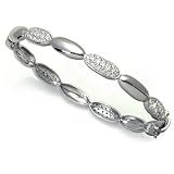 14K White Gold Pave Set Diamond Eternity Bangle