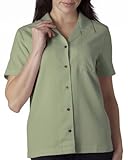 UltraClub Women's Microfiber Cabana Breeze Camp Shirt, Sage, Medium