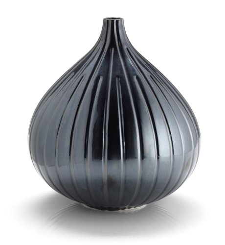 Ceramic Silver Ridged Onion Vase