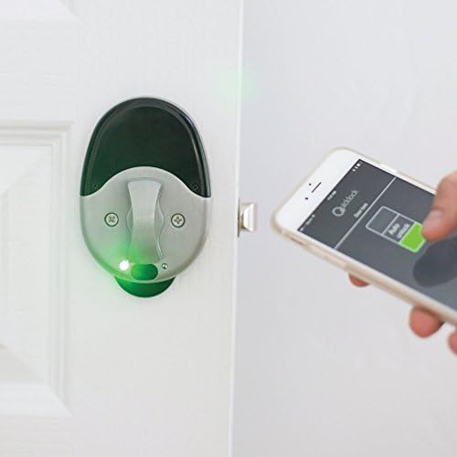 The QuickLock DoorLock Electronic Keyless Door Lock Opens Using Your Smart Phone, Bluetooth, a Wireless Key Fob or a Key Card, Satin Nickel by The QuickLock DoorLock