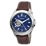 Pulsar Men's PS2001 21 Jewel Mechanical Self-Winding Battery-Free Automatic Brown Leather Band Stainless-Steel Case Blue Dial Watch