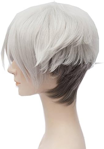 Death Parade Decim Cosplay Wig Short Silver White Layered Wigs