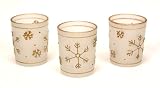 Holiday 3-Pc Frosted Votive Candle Holders - Golden Snowflakes