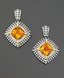 14k Gold & Sterling Silver Citrine (4 ct. t.w.) & Diamond (1/6 ct. t.w.) Earrings