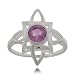 Celtic Flower Ring in Sterling Silver with Amethyst Size: 8