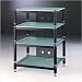 BLG Series Audio Video Rack in Black w Frosted Glass Shelves