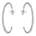 Silvertone Crystal Hoop Earrings- 70 mm.