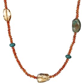 Faceted Carnelian, Citrine and Turquoise Necklace, 42 by Amazon.com Collection