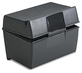 Oxford 01351 Oxford 3 X 5 Plastic Index Card File Box w/Top Groove, 300-Card Cap, Matte BK, Carton of 6