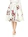 Allegra K Women's Flower Prints Concealed Zipper Pleated A Line Skirt XL White