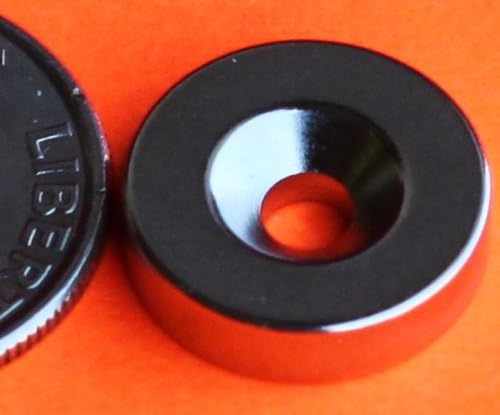 Applied Magnets® 4 Piece 1/2" x 1/4" with Dual Sided Countersunk Hole Grade N45 Neodymium Disc Magnets