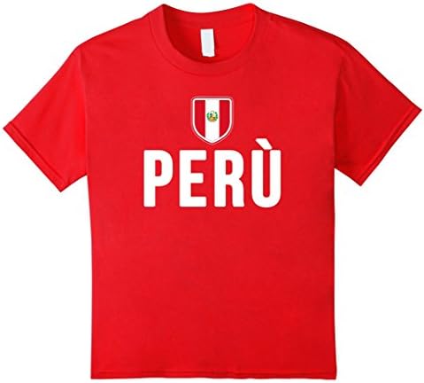 Kids PERU T-shirt 2016 Peruvian Flag Coat of Arms Tee 6 Red