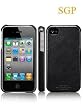 SGP Genuine Leather Grip Legend Black for Apple iPhone 4 (with Steinheil Ultra Crystal Screen protector)