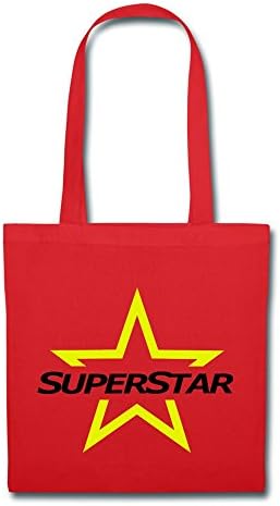 Handson Eco-foldable Super Star Logo Grocery Shoulder Handbag 100% Cotton Red