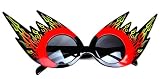 Mardi Gras Flame Kiss Style Costume Party Sunglasses - Black / Red Flames