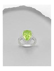Lawn Green CZ Ring In 92.5 Sterling Silver