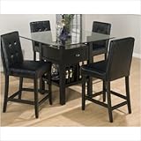 Bundle-57 Square Counter Height Tempered Glass Table in Matte Black