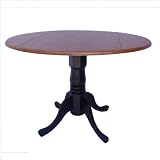 International Concepts T57-42DP 42-Inch Round Dual Drop Leaf Ped Table, Black/Cherry