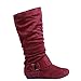 Coshare Women's Fashion Cozy Suede PU Fold Over Mid Calf Slouch Boots