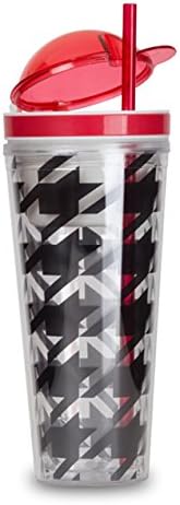 Thirzt 2 Go AC3009SS Tooth Hound Pattern Tumbler with Snack Compartment, 16 oz, Black/White