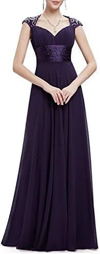 Fikeoo Women's Long Chiffon Evening Formal Party Ball Gown Prom Evening Dress Purple
