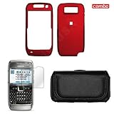 Nokia E71 Combo Rubber Feel Red Protective Case Faceplate Cover + LCD Scree ....