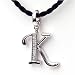 Silver Diamond Initial Pendant K with Silk Cord