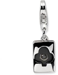 Sterling Silver CZ & Enameled Club Card with Lobster Clasp Charm