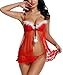 Avidlove Women Red Christmas Babydolls Set Santa Lingerie Lace Chemises Red Small