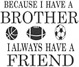 Brothers Friends Kid Room Sports Decor Wall Quote Decal Removable Letters
