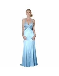 Satin Beaded Slit Evening Dress/Prom Dress 