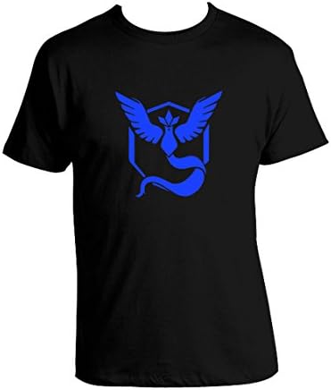 Pokemon Go Team Valor Team Mystic Team Instinct Pokeball nerd Black Tee shirt (Blue) Adult MEDIUM