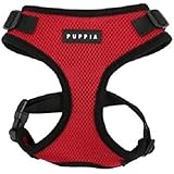 Authentic Puppia RiteFit Harness with Adjustable Neck, Red, Medium
