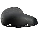 SELLE VILLE DE VÈLO FEMME HOMME CUIR VINTAGE RETRO LOOK - SUPSPENSION CONFORT - pour Vélos de Ville Beach Cruiser Hollandais - 07F noir (s) - Made in Italy