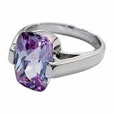 Sterling Silver Briolette Lavender Cubic Zirconia Stone Ring