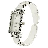 Geneva Platinum Ornate Ladies Cuff Watch