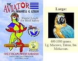 The AVIATOR Bird Harness & Leash - the only truly safe bird restraint system and the only ESCAPE PROOF pet bird harness - Size: Large - Color: Blue