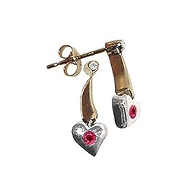 0.12 cttw Genuine Ruby Heart Shaped Earrings - 14kt LIFETIME WARRANTY