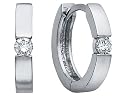 Huggie Hoop Diamond Earrings in 10K White Gold (3/5 x 1/5 Inches)