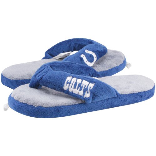 Indianapolis Colts Ladies Blue-Gray Plush Thong Slippers (X-Large)