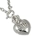Designer Inspired Puff Heart and Crystal Crown Charm Necklace - Silver Plated