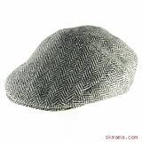 100% WOOL HERRINGBONE IVY DRIVER GOLF CAP HAT * BLACK - Large / Extra Large