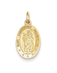 14k Yellow Gold Saint Christopher Medal Charm. Metal Wt- 1.45g