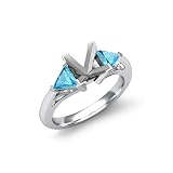 1/2 CT Aquamarine three Stone Diamond Ring Princess Setting, F - G Color, VS1 - VS2 Clarity