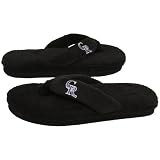 MLB Colorado Rockies Ladies Black Plush Thong Slippers (9/10)