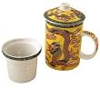 Oriental Tall Tea Cup with Filter - Dragons Yellow