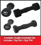 Ladies Dumbbell Set:1kg Pair + 2kg Pair ladies weights Dumbbells