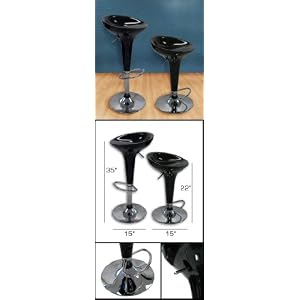Set of (2) Brand New Black Bombo Swivel Bar Stool Pub Barstool by Sky Enterprise USA